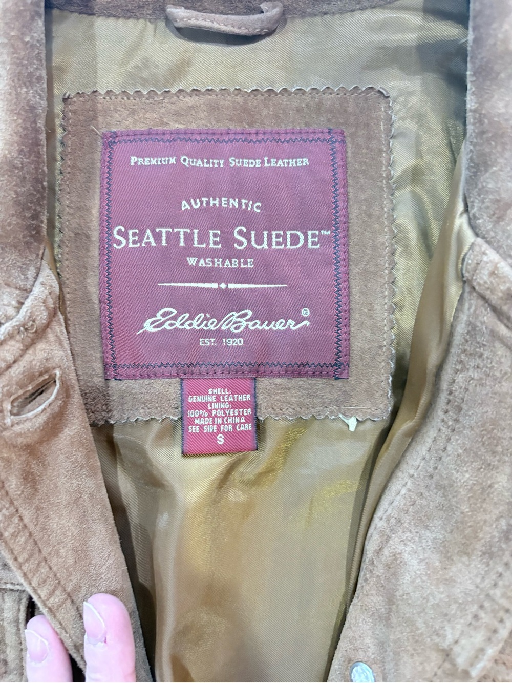 Eddie Bauer Brown Suede Button-Front Jacket - Picture 3 of 4